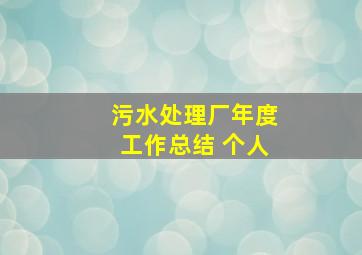 污水处理厂年度工作总结 个人